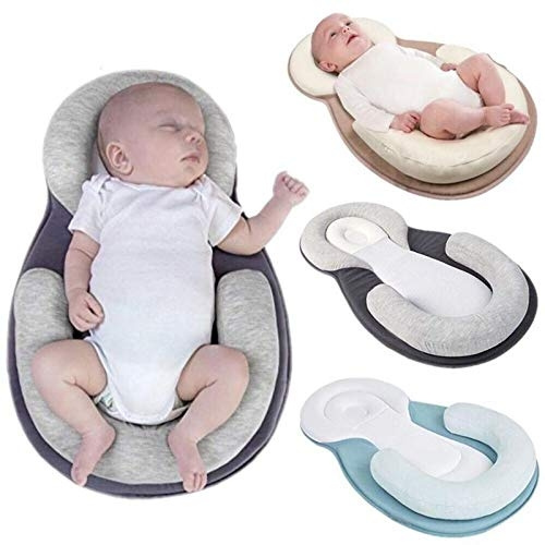 Wocharm Portable Baby Sleeping Aid Pad with Nursing Pillows Infant Lounger Crib Bassinet Mattress Pad Grey 