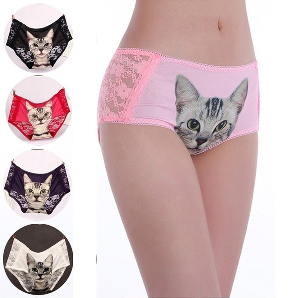 New Lace Girls Lingerie Women Underwear Cute Cats Style Seamless