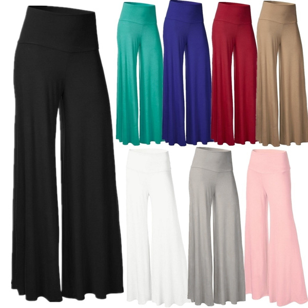 Women's New Fashion Casual Pants Solid Color Wide Leg Pants | Wish