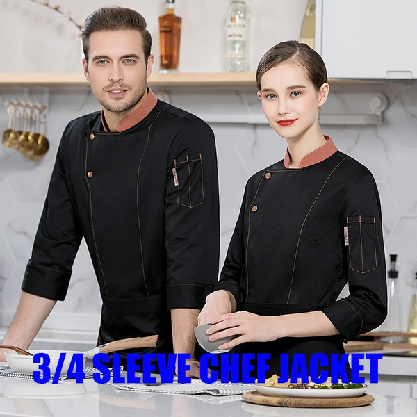 Chef Restaurant Jacket Men Women Long Sleeve Kitchen Cook Coat