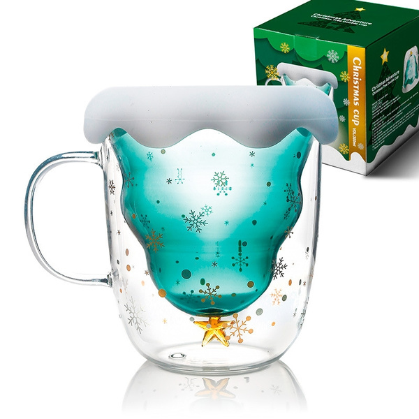 Christmas Tree Double-Layer Glass Cup