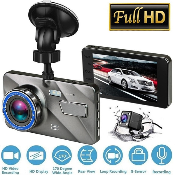 4" Dual Lens Car DVR Dashboard Camera Dash Cam 1080P Front and Rear 170°Recorder 