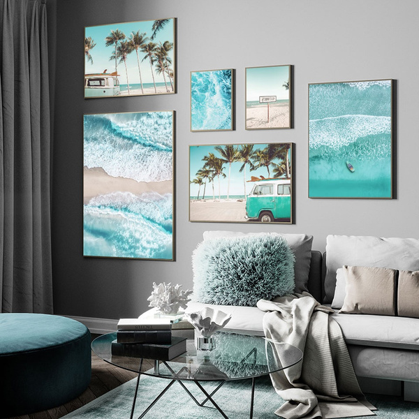 Sea Beach Palm Tree Canvas Poster Wall Art Print Modern Landscape Picture Decor