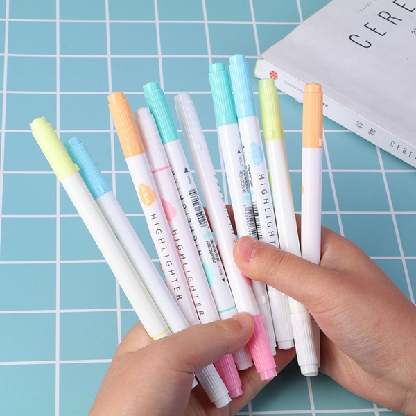 5pcs/lot Double Head Highlighters Art Marker Highlighter Pens Pastel  Markers Watercolor Fluorescent Drawing Pen
