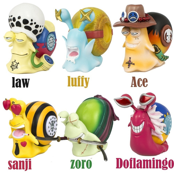 One Piece Luffy Ace Zoro Sanji Law Doflamingo Den Den Mushi set Den Den  Mushi Telephone 11cm PVC Figures Anime Collectible Doll