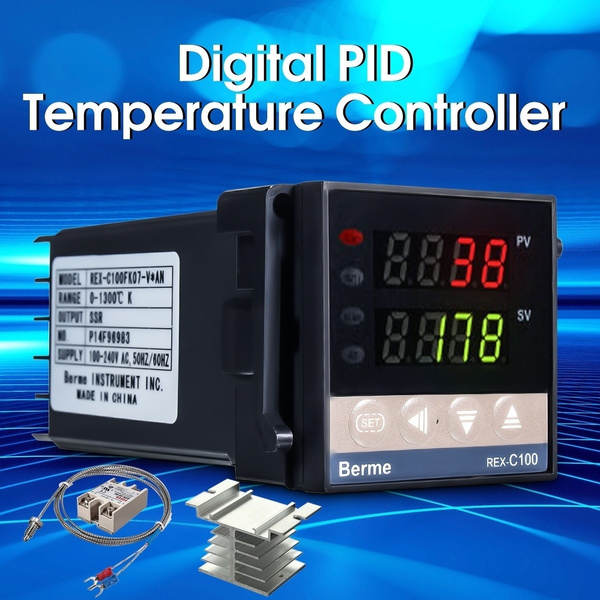 REX-C100 Pid Temperature Controller 1300 Degree 220V SSR Relay Output+40DA SSR+K Thermocouple Pid REX-C100 1300C(Set 1 SSR Output