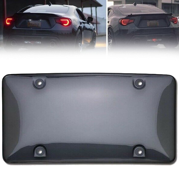 Auto Car Clear Tinted License Plate Cover Smoked Bubble Shield Tag Black