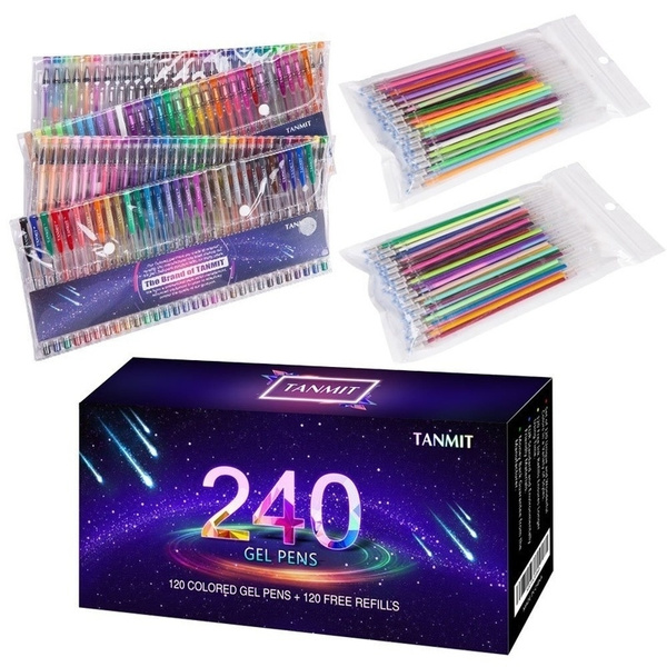 Tanmit 240 Gel Pens Set for Adults Coloring Books Drawing Art