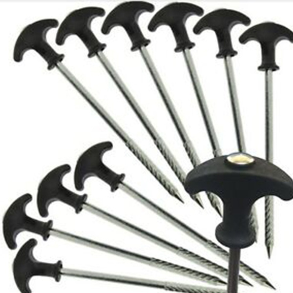 Black Camping Strong Stake Nail Peg Nails Trip Tent Peg Stakes Screw