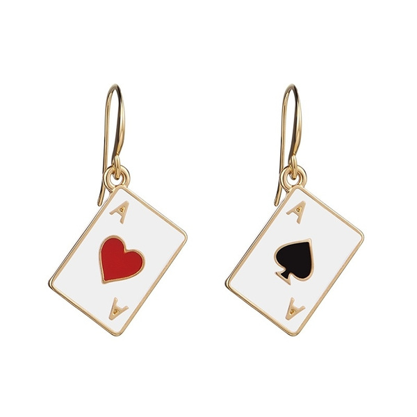 Women's Poker Shape enameled earrings One pair with Random Color Women's Poker Shape enameled earrings One pair with Random Color