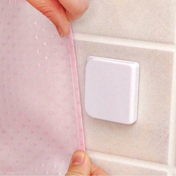 2pcs Adhesive Shower Curtain Clips Anti Splash Spill Stop Water Leaking