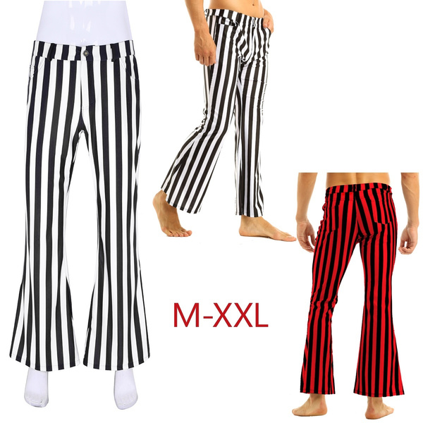 mens striped bell bottom pants