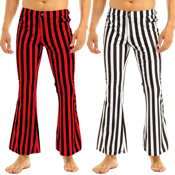 mens striped bell bottom pants