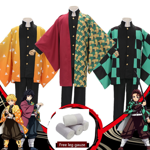 Caçador de Demônios de Anime: Kimetsu No Yaiba Zenitsu Giyu Tanjirou Kamado  Nezud Cosplay Feminino Masculino Fantasia de Kimono Uniforme GJCE.