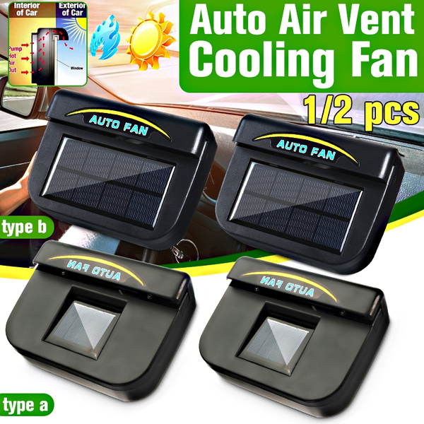 1/2 pcs Solar Sun Power Car Fan Air Vent Cool Cooler Ventilation System ...