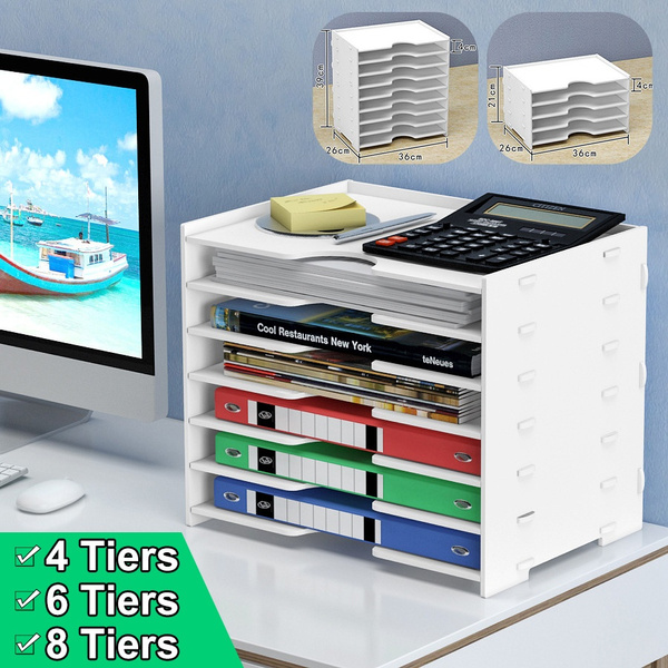 Office 3 4 6 Tiers Heavy Duty Desktop Letter Tray File Organizer Sorter Desk Document Organizer Shelf Tray Magazine Holder Paper File Newspaper Organizer Tray Wish