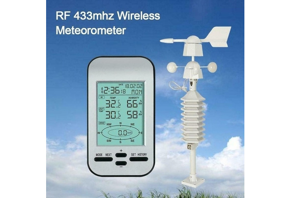 RF 433mhz Wireless Weather Station Clock Wind Speed Direction Sensor  Temperature