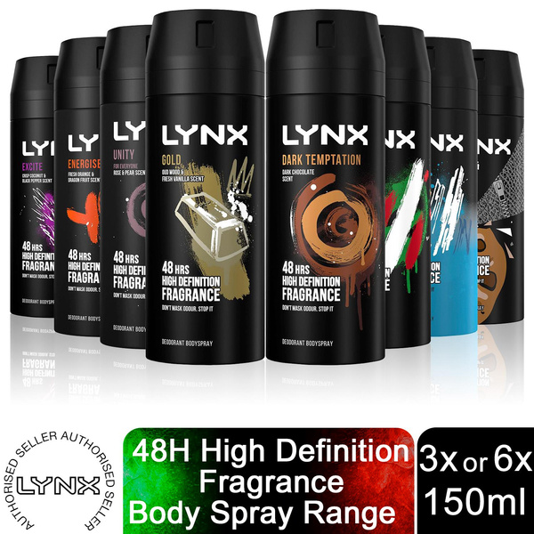 Lynx Mens Body Spray Deodorant, 3 or 6 Packs of 150ml Wish