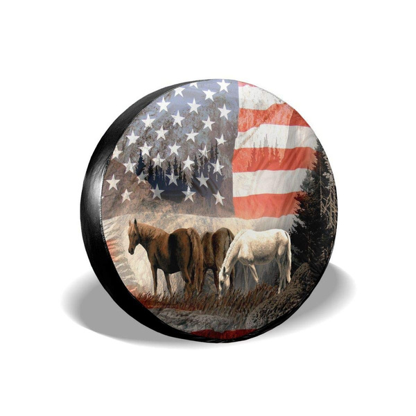 Spare Tire Cover American Eagle Flag Polyester Universal Dust-Proof  Waterproof Wheel Covers for Jeep Trailer RV SUV Truck and Many Vehicles  (14