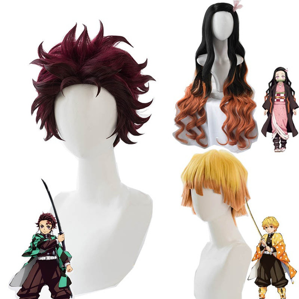 anime nezuko tanjirou kamado wigs demon slayer kimetsu no yaiba cosplay  wigs zenitsu agatsuma golden short hair  wish