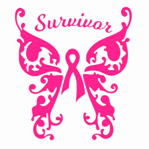 Breast Cancer Butterfly Awareness 5.75" PINK Die Cut Decal Car Window Laptop 