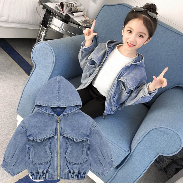 4 6 8 10 12 Years Girls Jacket Spring New Fashion Bear Sequins Cowboy Coats  For Teenager Outwear Birthday Gift Children Clothing - AliExpress