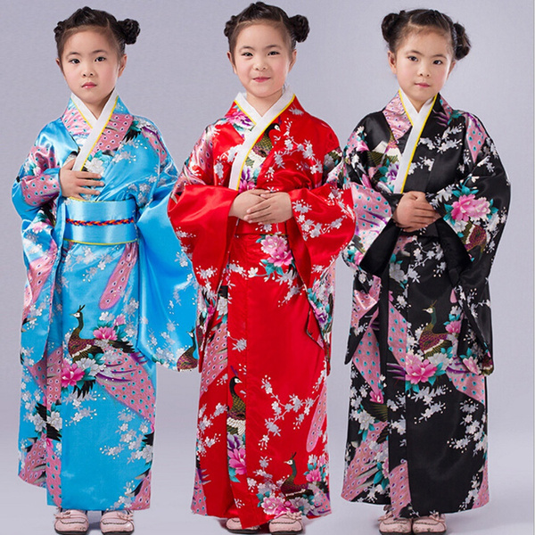 Japanese Traditional Dress Kimono Robe for Kids Girls Costume 