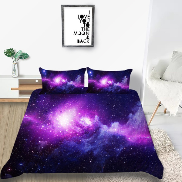 2019 Newly Fashion Purple Galactic Space Print Bedding Set Duvet Cover ...