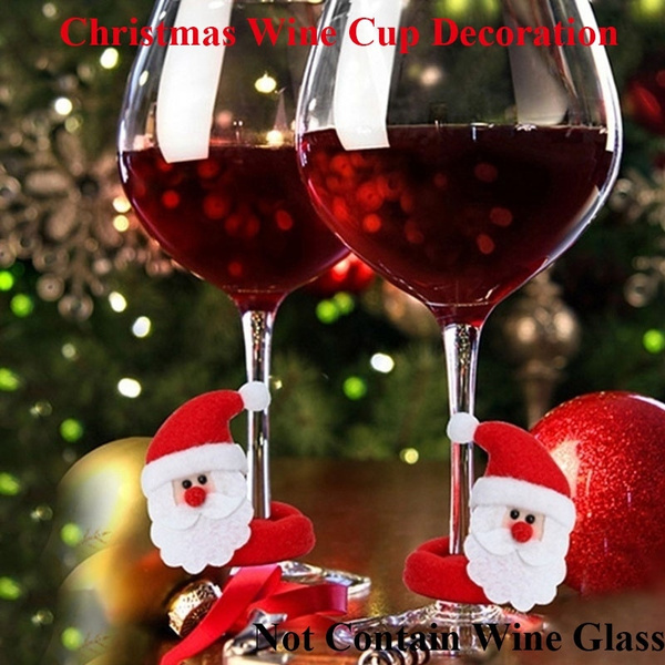 ZYYXB Cute Christmas Wine Glass Ring Wrap Cover Creative Christmas Wine Glass Decoration Charms Party New Year Table Decor,Reindeer 