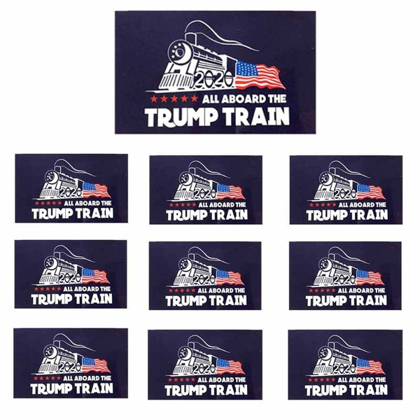 10Pcs Donald Trump 2020 All Aboard The Trump Train Bumper Stickers Car Decals 
