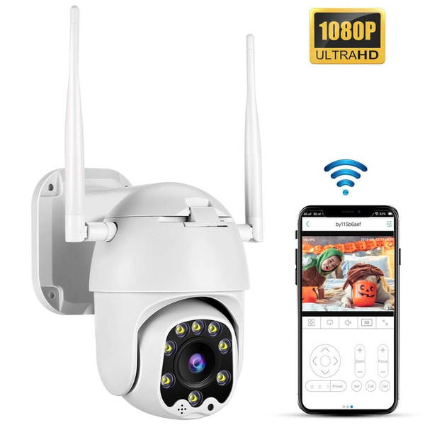 Outdoor WiFi PTZ 2MP Camera,TOMLOV 1080P HD Security Camera 33ft Smart Night Vision Pan 320° Tilt 100° 4X Digital Zoom,3.6mm Fixed Lens,5dbi Antenna,Detection Alarm,APP Remote Monitoring 