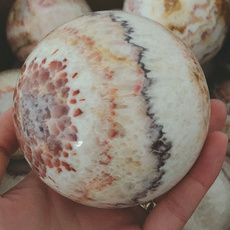 Stone, quartz, rhodochrositerough, sphere