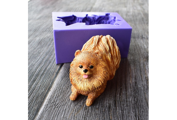 2 Pack Small 3D Puppy Dog Silicone Candle Molds, Cute Pomeranian