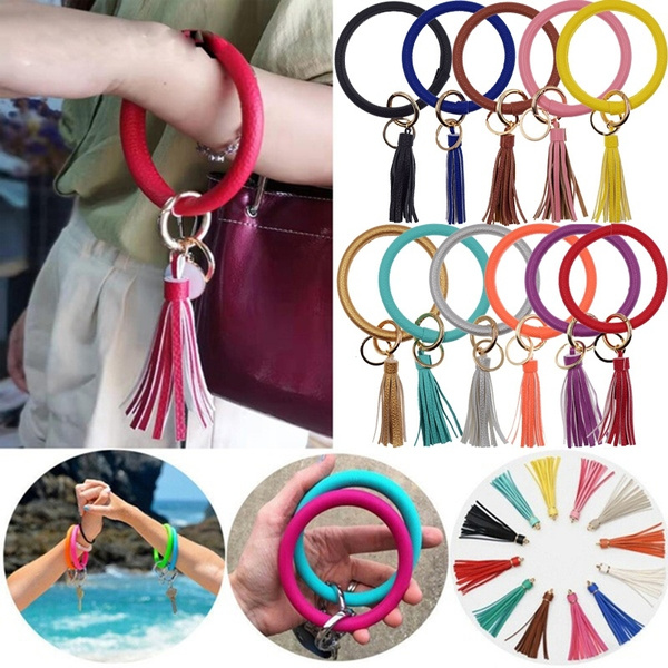Tassels Wristlet Keychain Bracelet Bangle Keyring Key Chain Holder