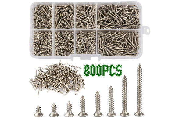 Details about   800Pcs/set Stainless Steel Self Tapping Screw Assorted Kit Lock Nut Wood Tool 