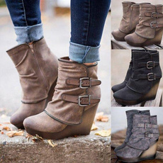 ankle boots, wedge, Shorts, thickheel