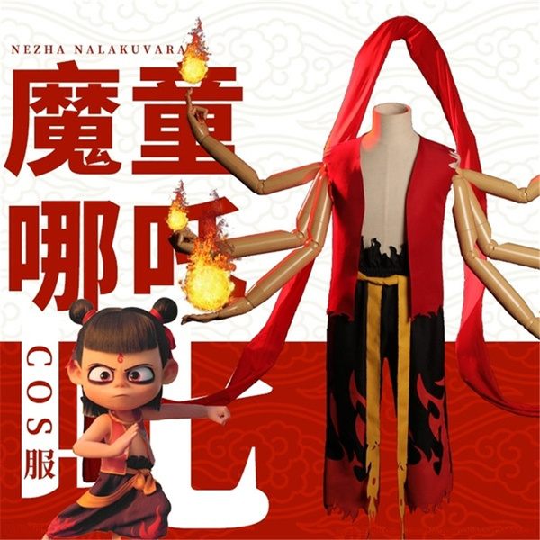 Anime Chinese Nezha Superhero Cartoon Cosplay Costume Halloween Nalakuvara Cloak Uniform