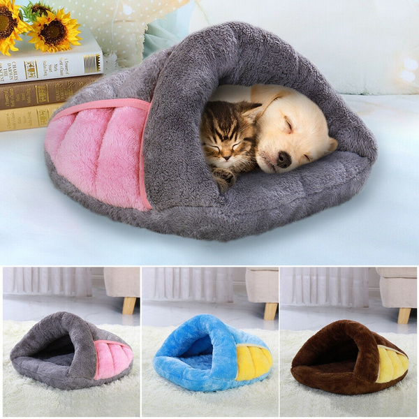 VeMee Plush Cat Sleep Bag Cozy Pet Cave Bed Covered Pet Beds Cave for Cat Small Dogs and Puppies 