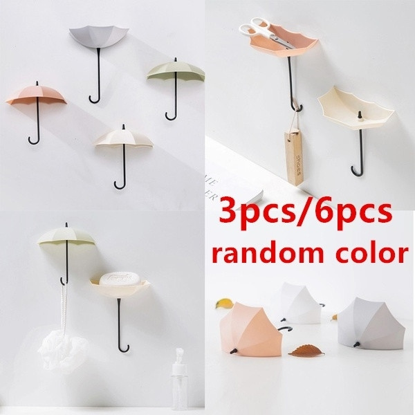 3pcs/set Cute Umbrella Wall hooks Wall Mount Key Holder Wall Hook