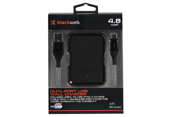 Refurbished Blackweb BWA18WI046 Dual-Port USB Wall Charger, 3