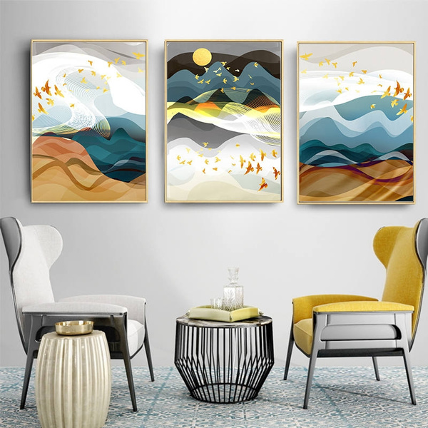 Geometry Bird Abstract Wall Art Canvas Poster Print Modern Home Decoration 