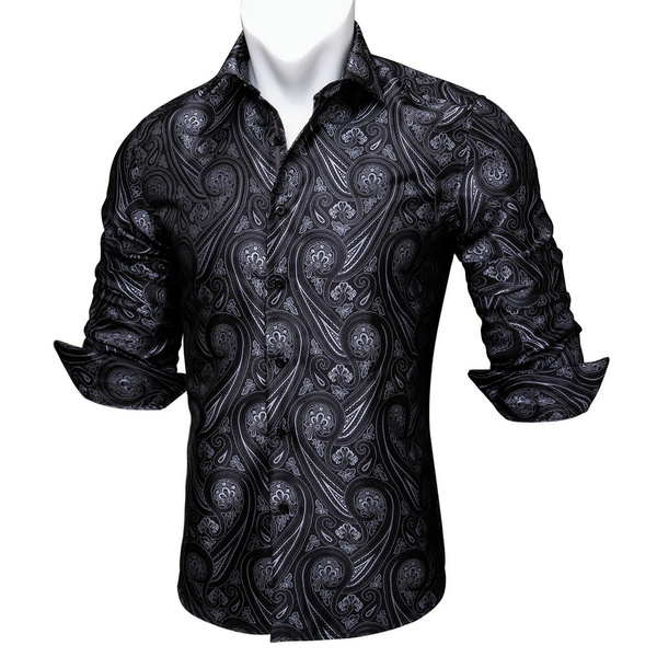 black silk dress shirt