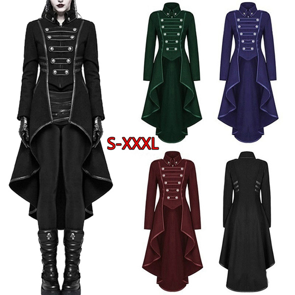 Women Vintage Steampunk Victorian Medieval Military Party Coat Gothic Jacket NEW 
