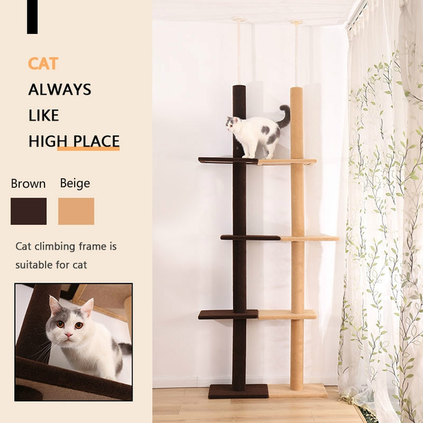 Three tier floor to ceiling store cat tree