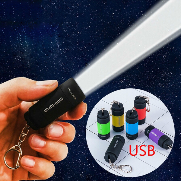 USB Mini Torch Rechargeable LED Pocket Keychain Lights Flashlight Super Bright 