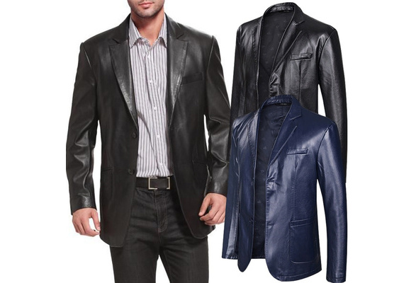 Elegant genuine leather blazer leather coat