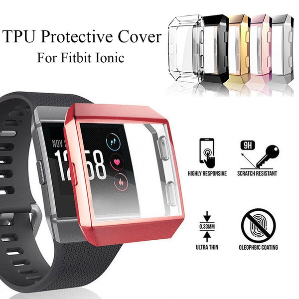 For Fitbit ionic Ultrathin Soft TPU Full Cover Clear Screen protector Cases Skin 