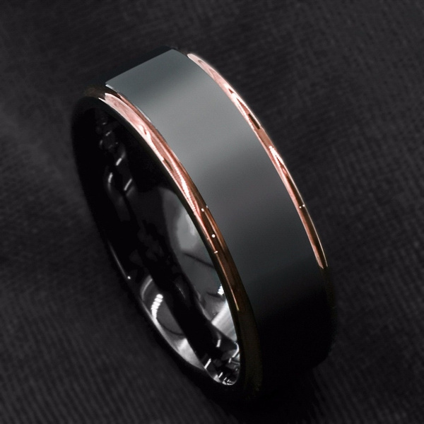 Rose gold and hot sale black mens jewelry