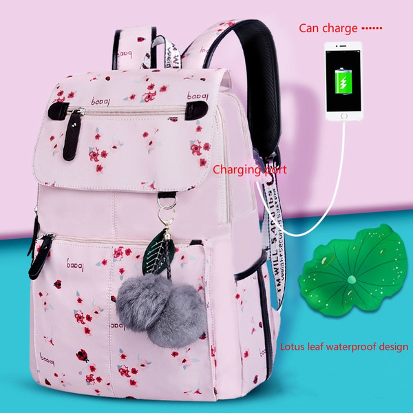 Casual Printed Waterproof Backpack, Large Capacity Shoulder Bag