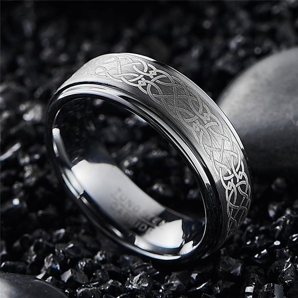 Tungsten carbide deals celtic ring